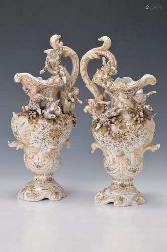 couple of jugs, Volkstedt, around 1910, with fully