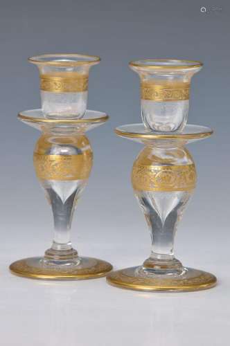 couple of candlesticks, Saint Louis, Thistle, crystal