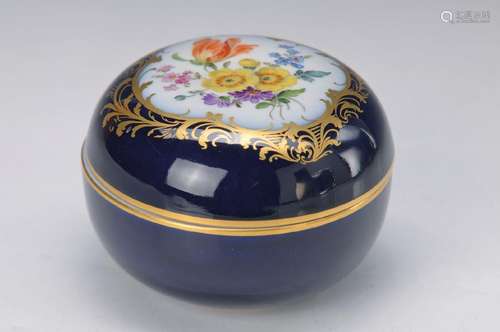 lidded box, Meissen, around 1900, cobalt blue glazed,