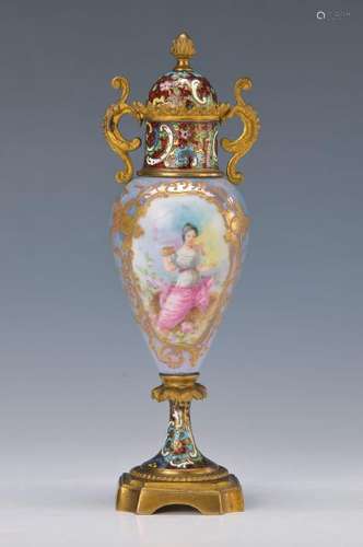 Small lidded vase, France, around 1880/90, colorful