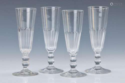 8 Champagner flutes, France, around 1880/1900,colorless