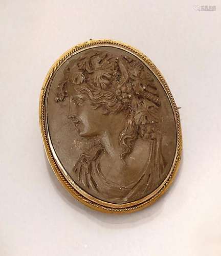 Brooch/Pendant with lavacameo, approx. 1840/50