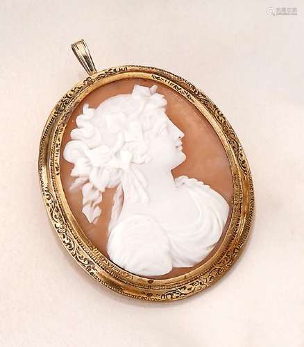 Brooch with shell cameo, approx. 1880/90s