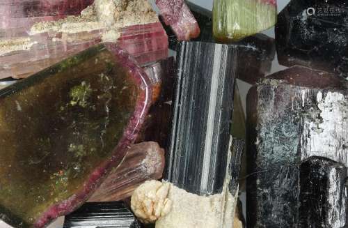 Lot loose tourmaline rough crystals