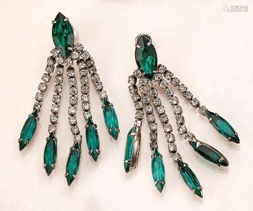 Pair of earrings with rhine stones, USA approx. 1955