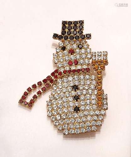 EISENBERG brooch 'Snowman' with rhine stones