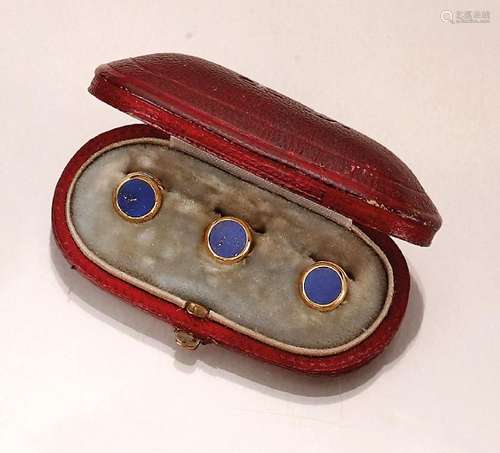 3x 18 kt gold collar buttons, Paris, Lintzeler approx.