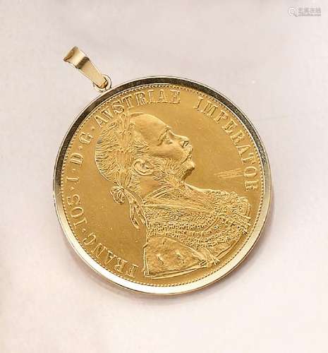 Coin pendant, 4 ducats, Austria-Hungary, 1915