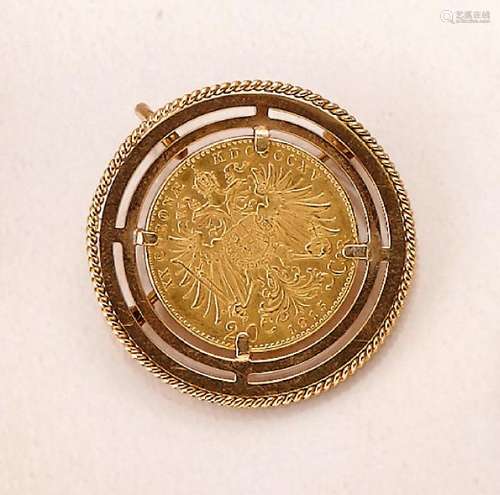 18 kt gold brooch with coin