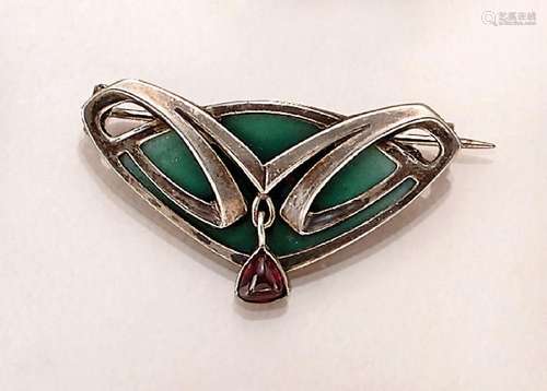 Art Nouveau brooch with enamel, german approx. 1900