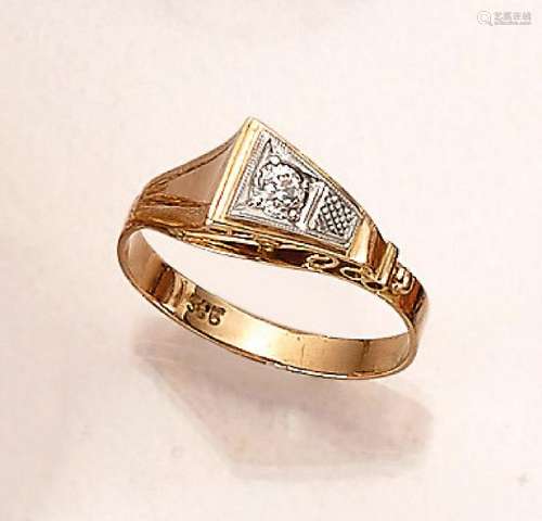 14 kt gold ring with diamonds, german approx. 1950s