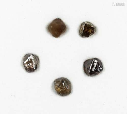 Lot 5 rough diamonds total approx. 5.16 ct