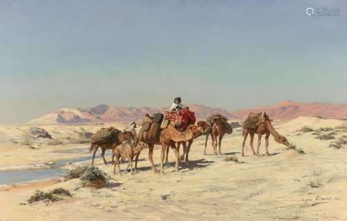 Eugène GIRARDET 1853 - 1907 La Caravane - 1884 Huile sur toile