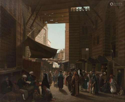 Louis-Émile PINEL de GRANDCHAMP 1831 - 1894 Mosquée du Sultan El-Gourieh et bazar des étoffes au Caire Huile sur toile