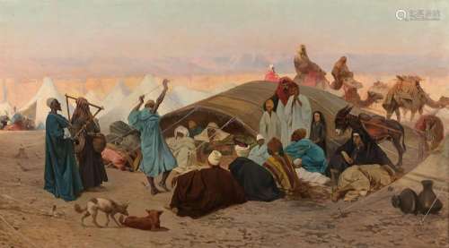 Stefano USSI 1822 - 1901 Vers la Mecque Huile sur toile