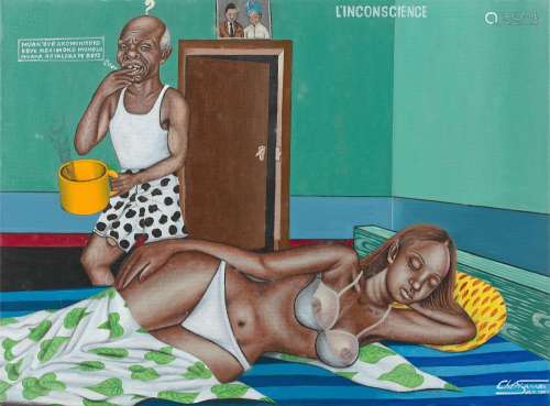 Chéri SAMBA Congolais - Né en 1956 L'inconscience - 2001 Acrylique sur toile