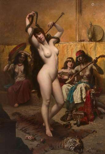 Agapit STEVENS 1848 - 1924 La danse du serpent - 1903 Huile sur toile