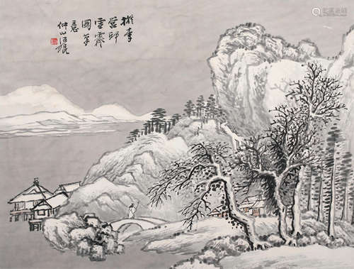 汪琨 雪景 镜框 纸本