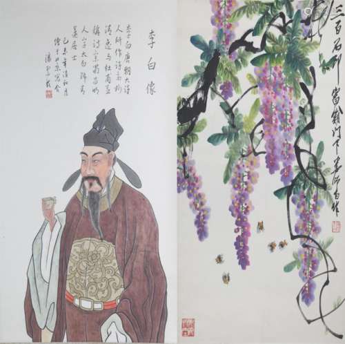 GROUP OF TWO CHINESE PAINTING (ATTRIBUTED TO ), LOU SHI