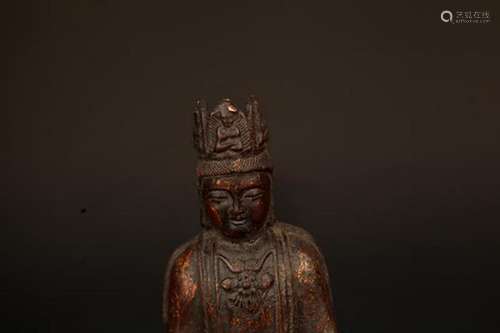 A FINE CAST IRON FIGURE OF AMITAYUS BUDDHA