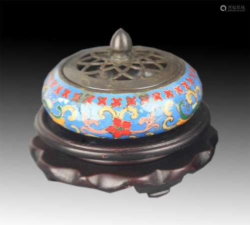 A FAIENCE COLOR FLOWER CARVING BRONZE AROMATHERAPY