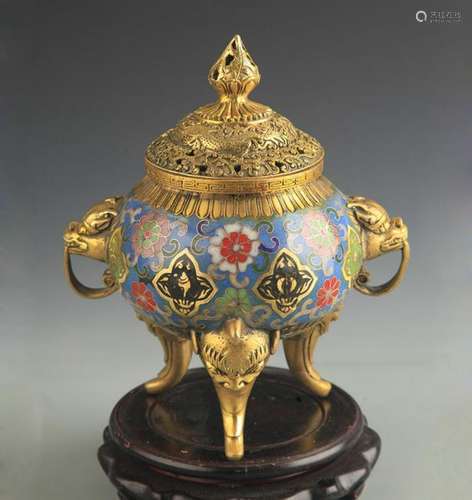 CLOISONNE ENAMEL TRIPOD FOOT AROMATHERAPY