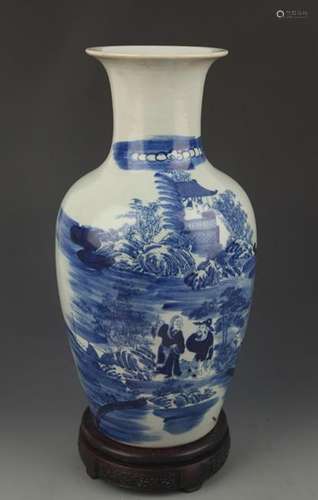 BLUE AND WHITE STORY PATTERN PORCELAIN JAR