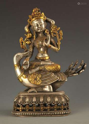 A FINE BRONZE TIBETAN BRAHMA BUDDHA