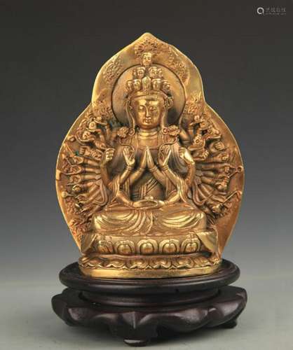 TIBETAN BRONZE THOUSAND HAND GUAN YIN STATUE