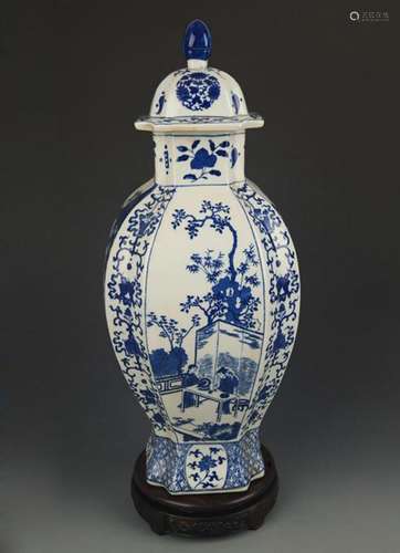 BLUE AND WHITE STORY PATTERN GENERAL STYLE JAR