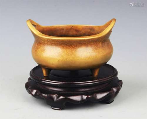 A DOUBLE EAR TREE FOOT CENSER