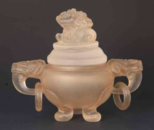 A FINE CRYSTAL ANIMAL TOP CENSER