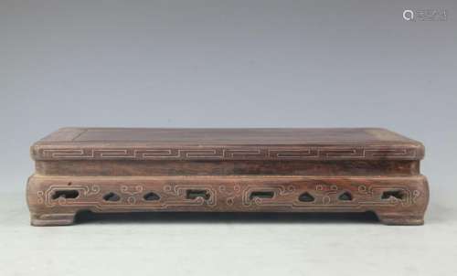 A HUA LI MU SILVER INLAY WOOD BASE