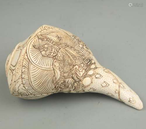 A FINE SEA SHELL CARVING CONCH