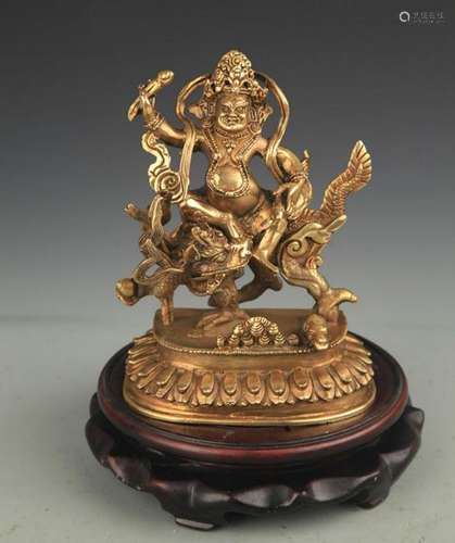 A TIBETAN BUDDHIST BRONZE WHITE FORTUNA STATUE