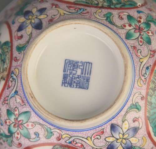 A FINE FAIENCE COLOR FLOWER AND BIRD PATTERN PORCELAIN