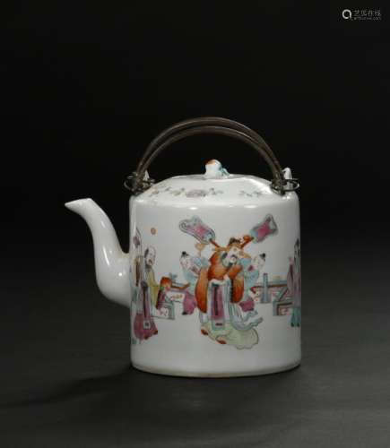 Chinese Famille Rose Figure Teapot