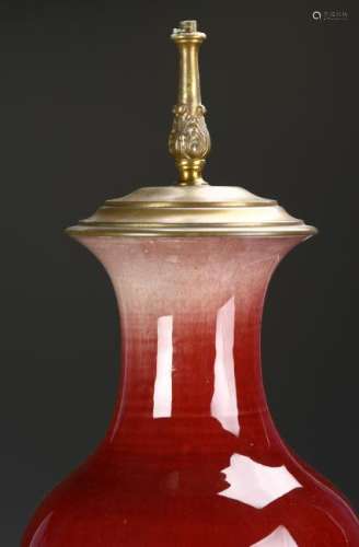 Chinese Oxblood Vase Converted Lamp