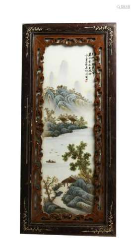 Chinese Framed Famille Rose Plaque