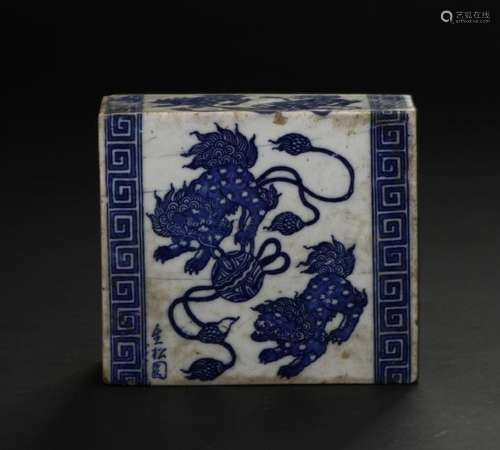 Chinese Blue and White Paperweight