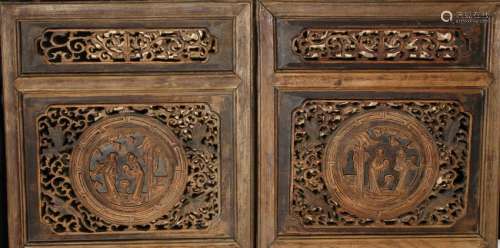 Pair of Carved Rosewood Panels