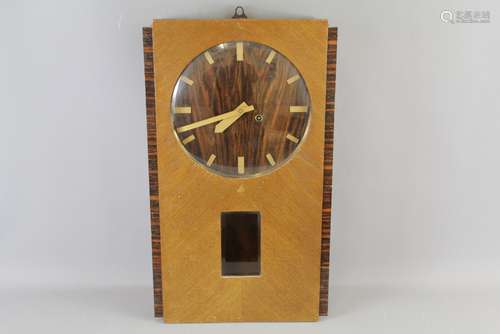 An Art Deco Rosewood-Effect Wall Clock