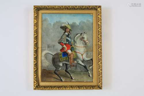 Attributed to John Hoskins, Equestrian Portrait Miniature of Charles I