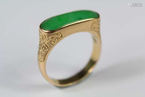 Antique Chinese 18ct Gold Jade Ring