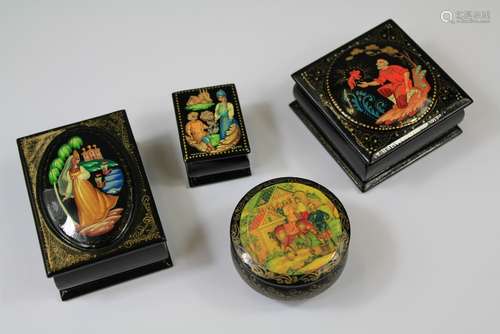 20th Century Hand Painted Russian Boxes