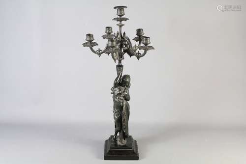 Antique Cast Metal Figural Candelabra