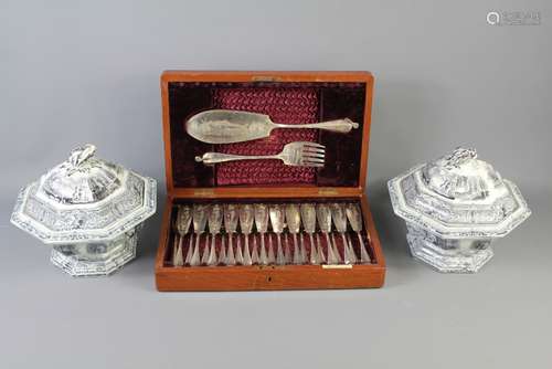 A Set of Silver-Plated Fish Knives and Forks