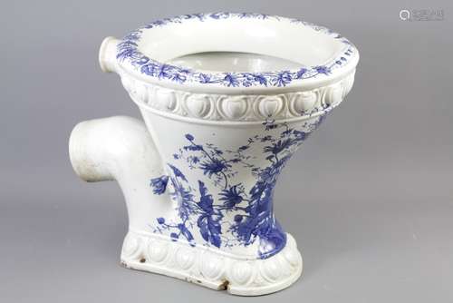 A Victorian Blue and White Porcelain Latrine Bowl