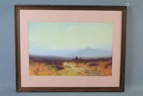 A Moorland Scene Depicting Purple Heather