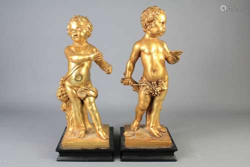 A Pair of Gilt Effect Cherubs